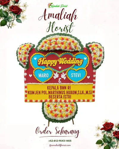 Karangan Papan Bunga Pernikahan di Anggut Atas